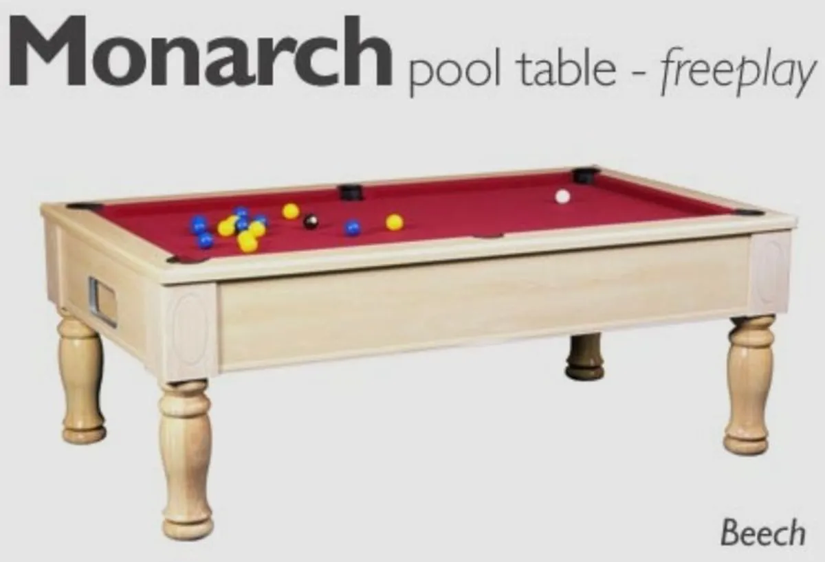 DPT Monarch 7ft Slate Bed Pool Table - pine & Burgundy - Image 1