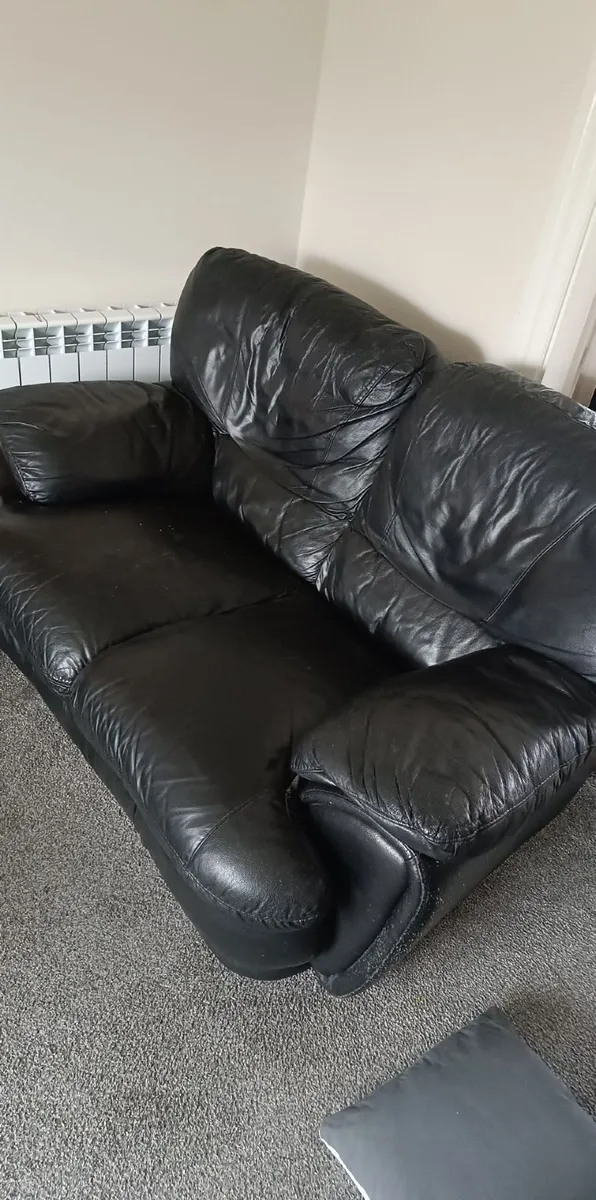 2 seater leather black sofa free - Image 2