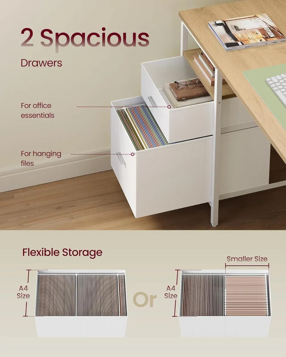 Computer Desk Work with Storage 3 Shelves 2 - Image 4