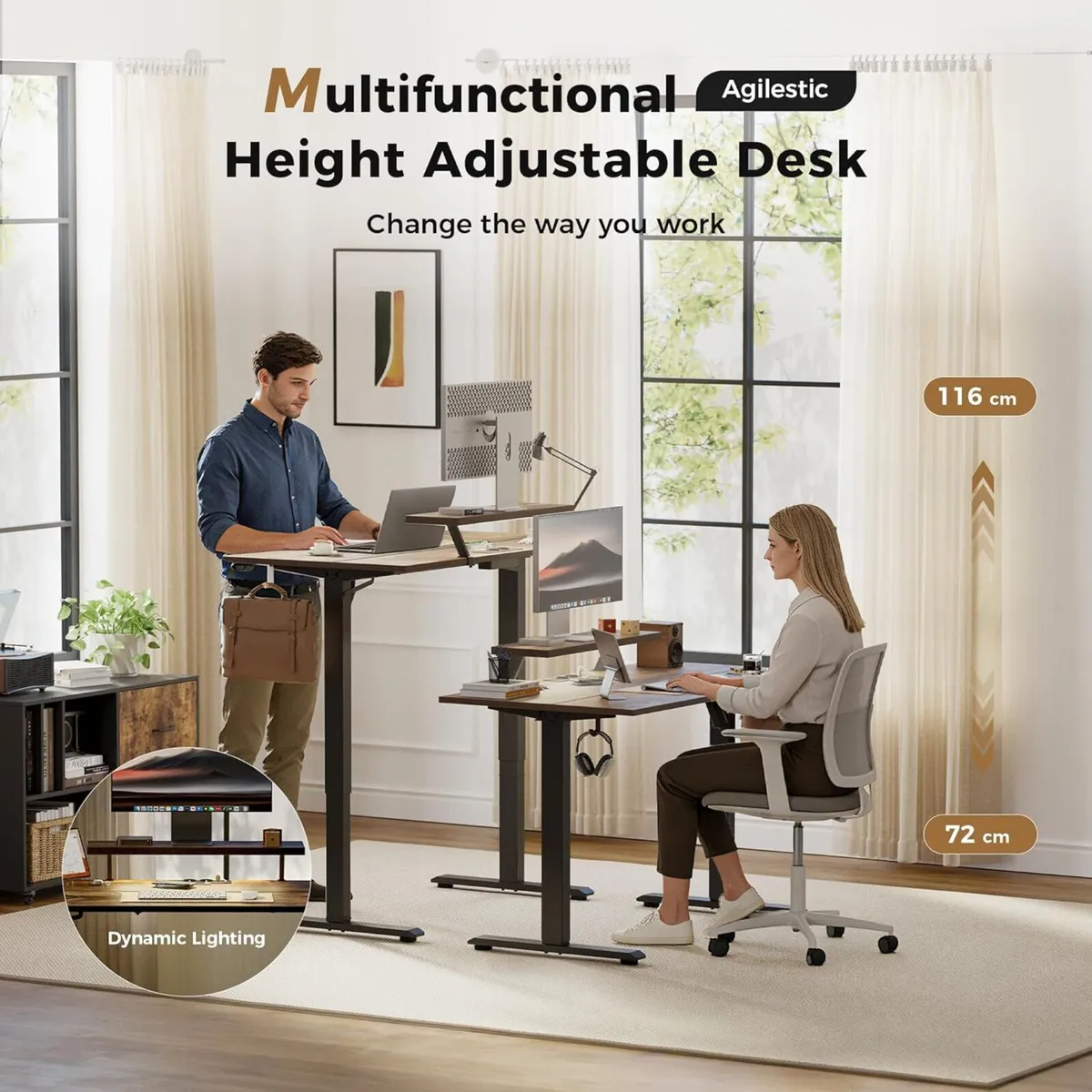 Electric Standing Desk with Movable Monitor Stand - Image 3