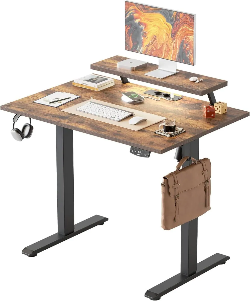 Electric Standing Desk with Movable Monitor Stand - Image 1