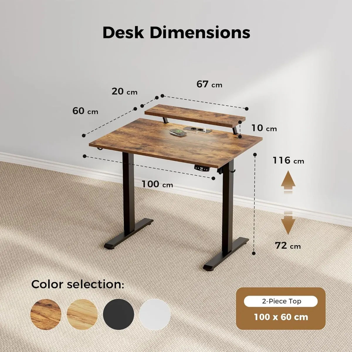 Electric Standing Desk with Movable Monitor Stand - Image 2