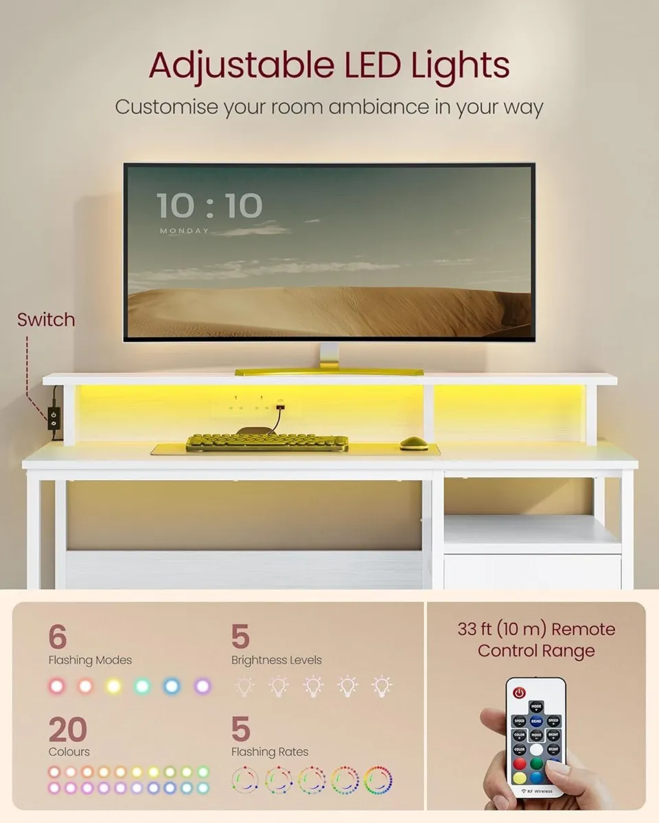 Computer Desk with Fabric Drawers Study Monitor - Image 4