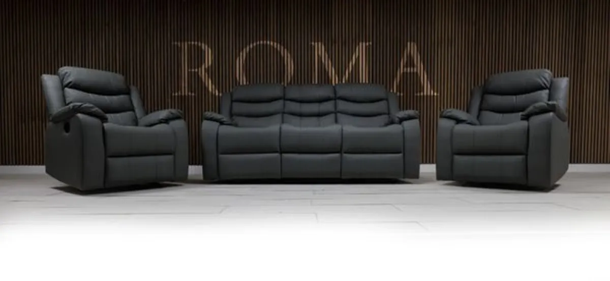 Roma 3+1+1 Manual Leather Recliner Sofa Set - Image 4