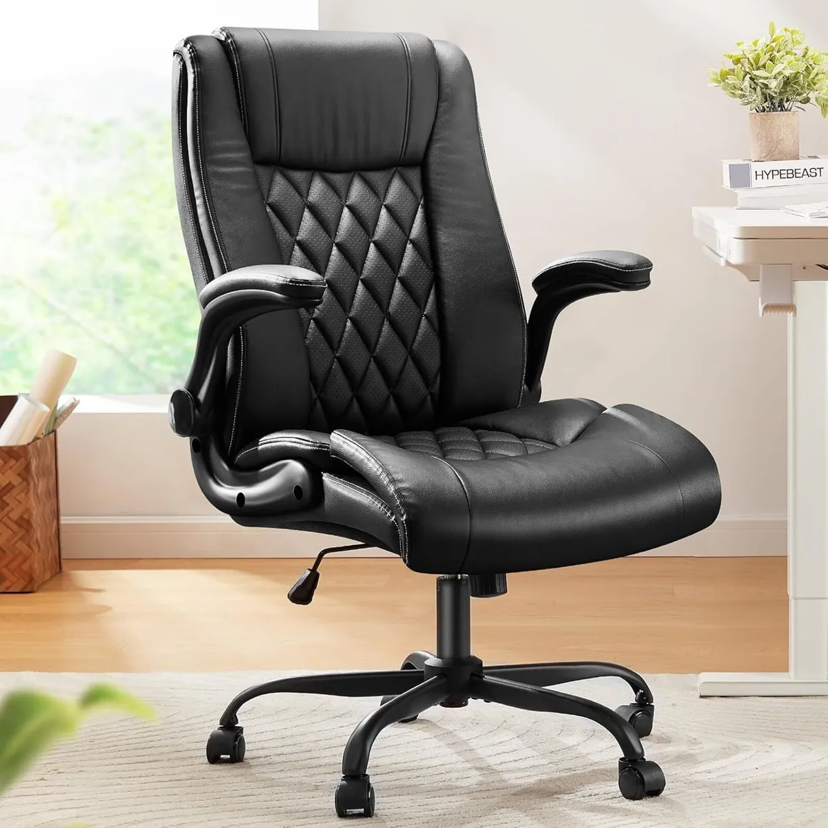 Executive Office Chair with Flip-up Armrests PU - Image 1