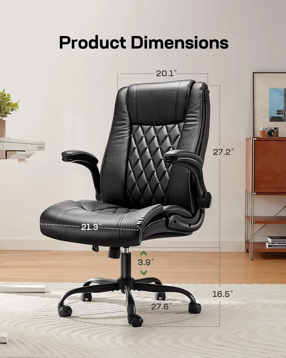 Executive Office Chair with Flip-up Armrests PU - Image 2