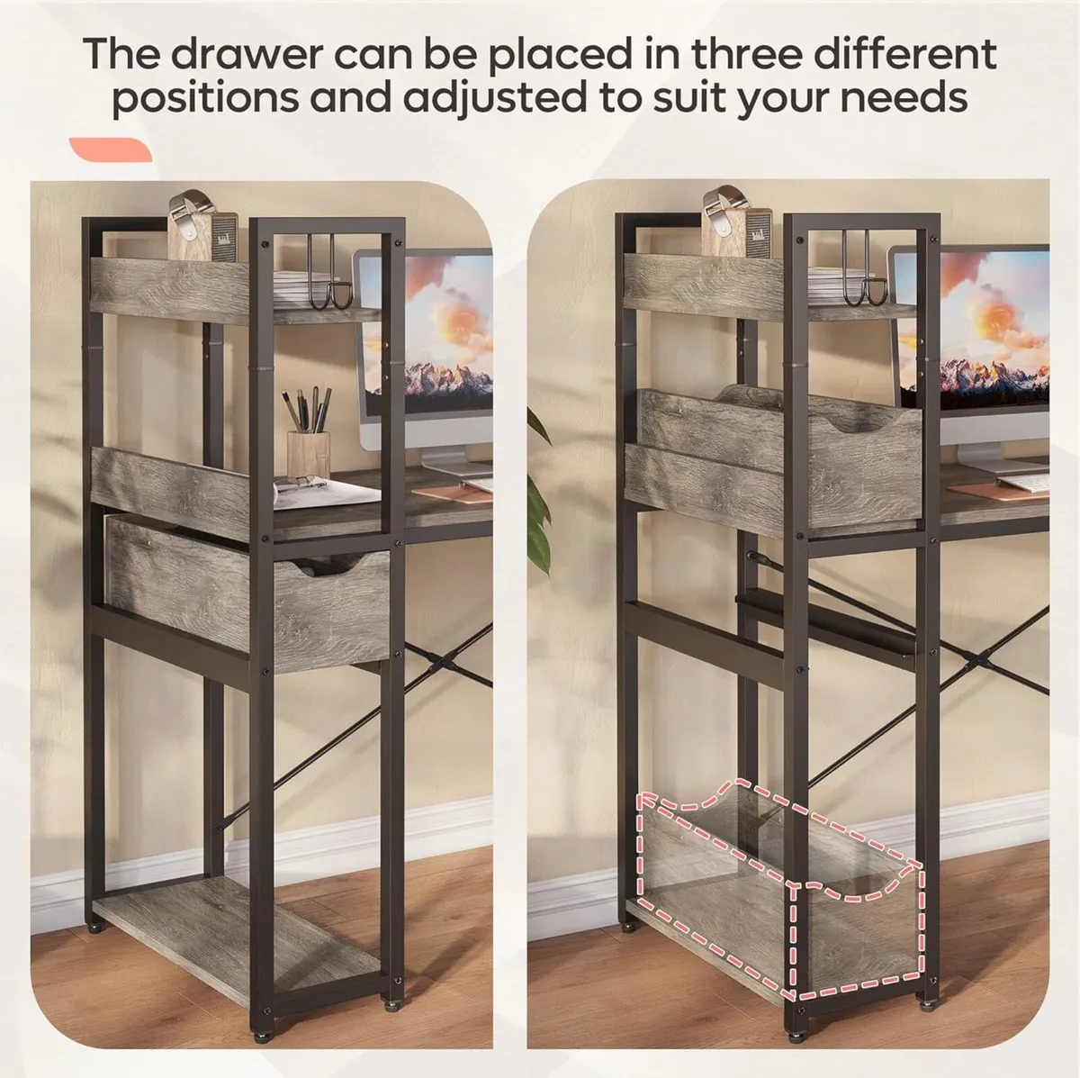 Computer Desk with Storage Shelves 120CM Corner - Image 4