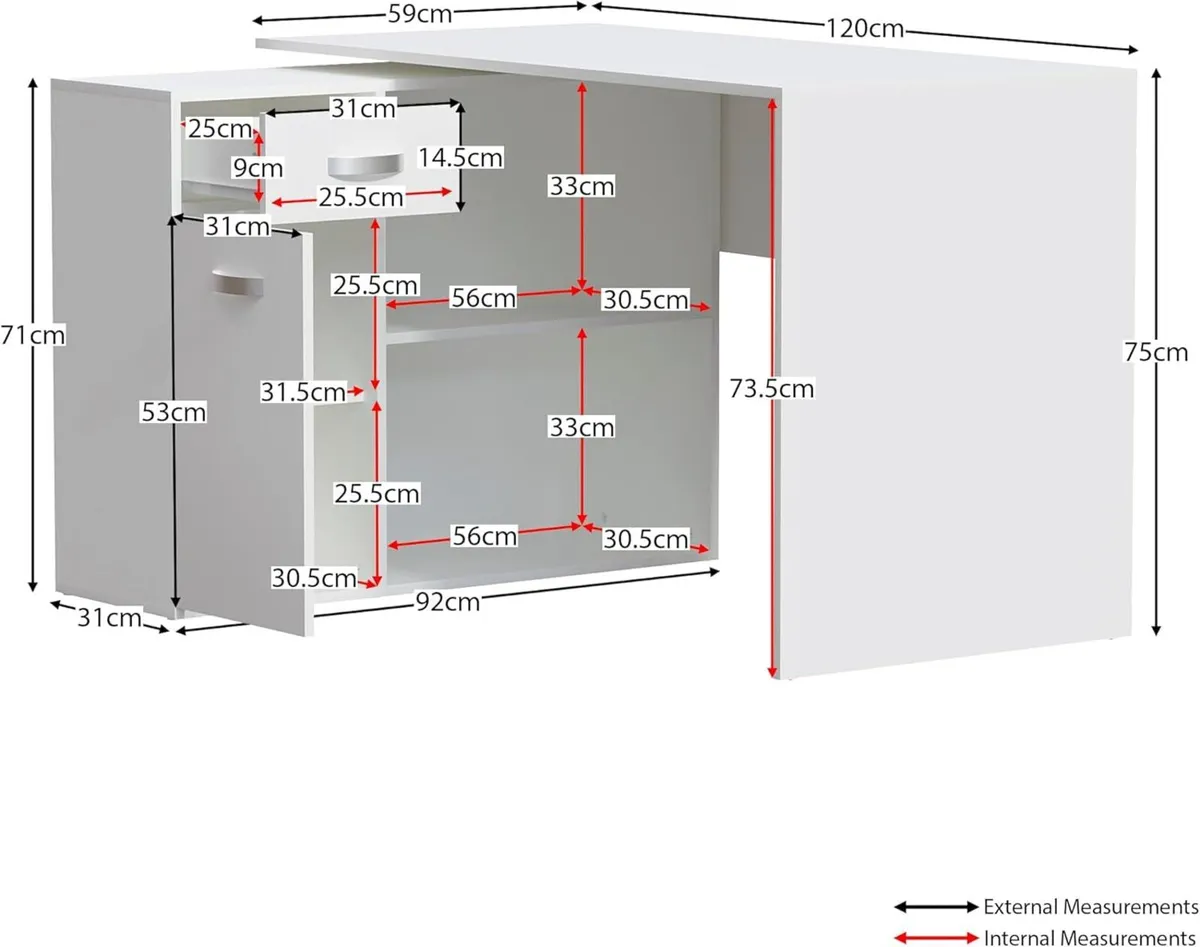 Longton Adjustable L-Shaped Computer Desk with - Image 2