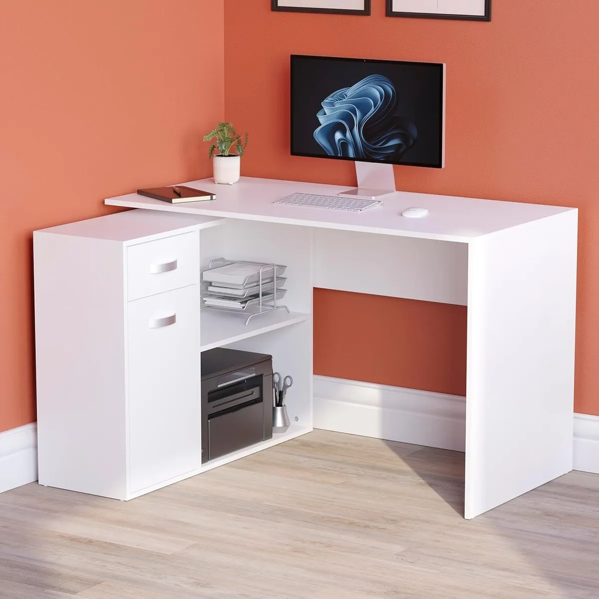 Longton Adjustable L-Shaped Computer Desk with - Image 3