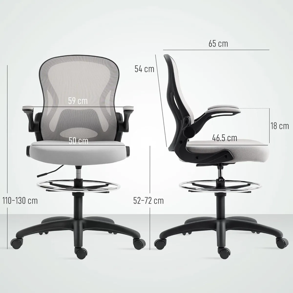Drafting Chair Ergonomic Tall Office with Flip-up - Image 3