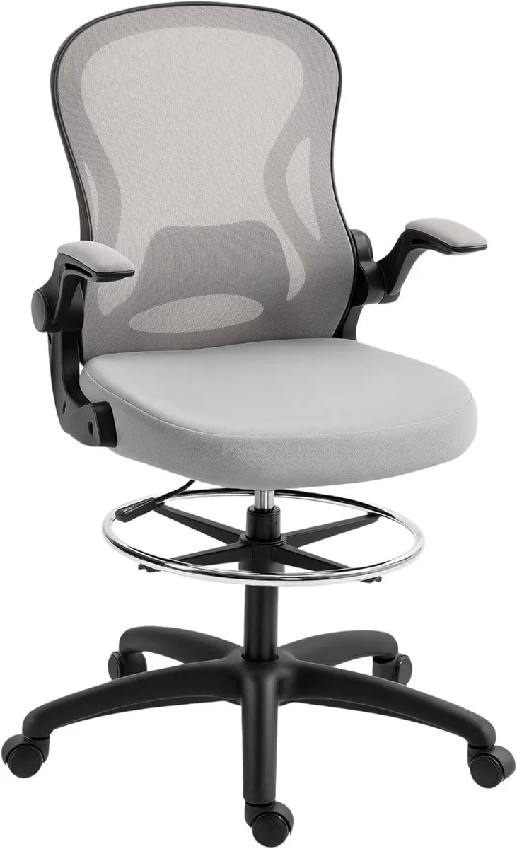 Drafting Chair Ergonomic Tall Office with Flip-up - Image 1