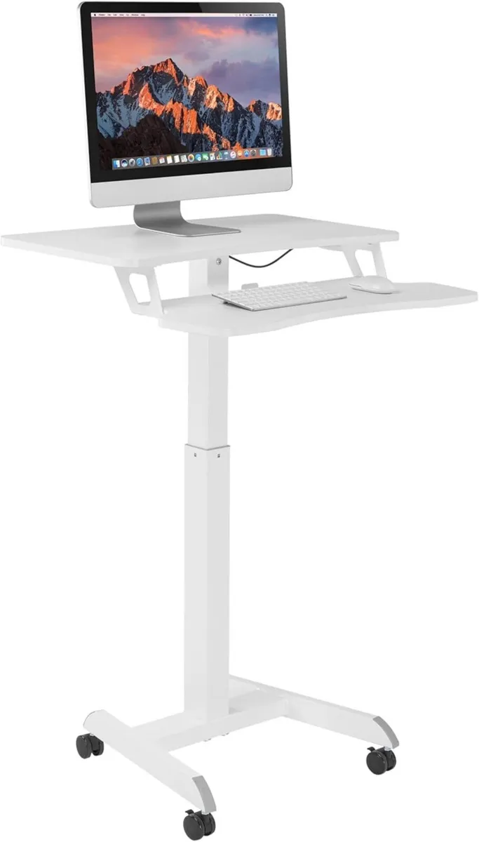 Mobile Two Tier Sit-Stand Desk Workstation - Image 1