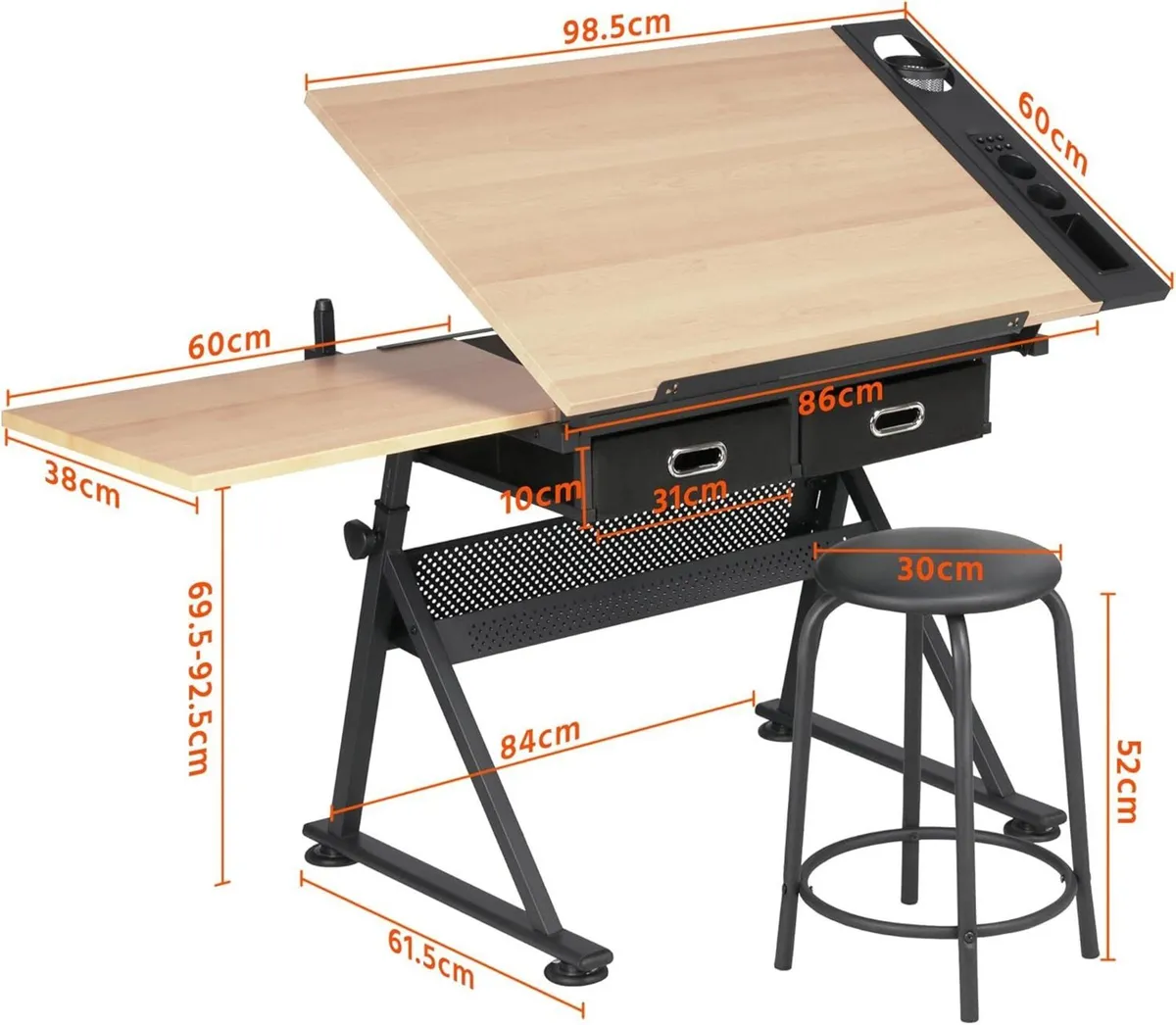 Art Drawing Desk Wood Drafting Table for Adults - Image 3