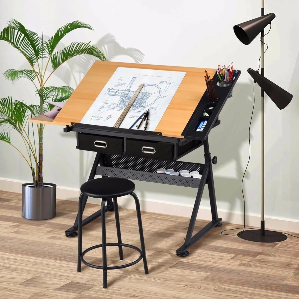 Art Drawing Desk Wood Drafting Table for Adults - Image 4