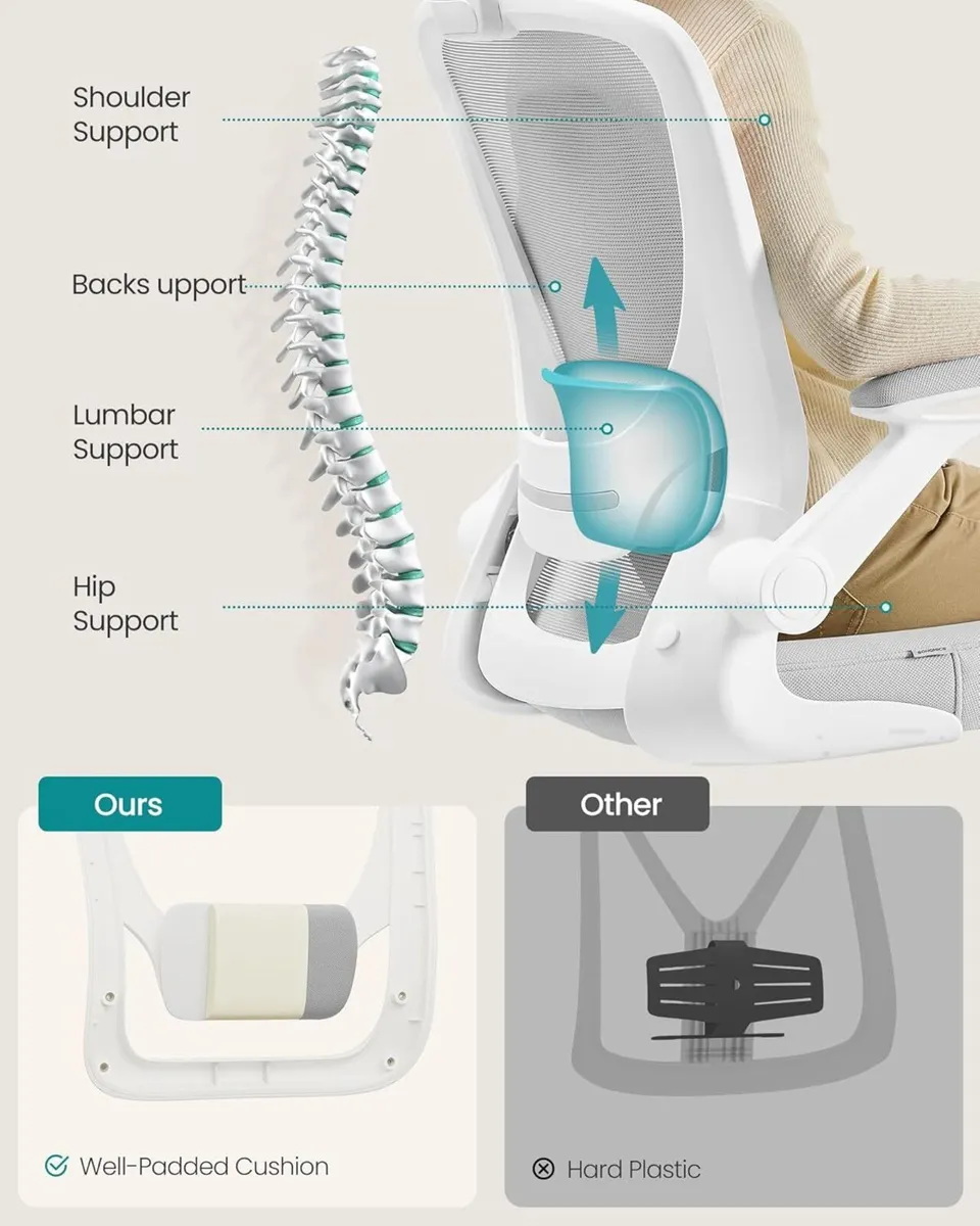 Office Mesh Chair Ergonomic Swivel Lumbar and - Image 3