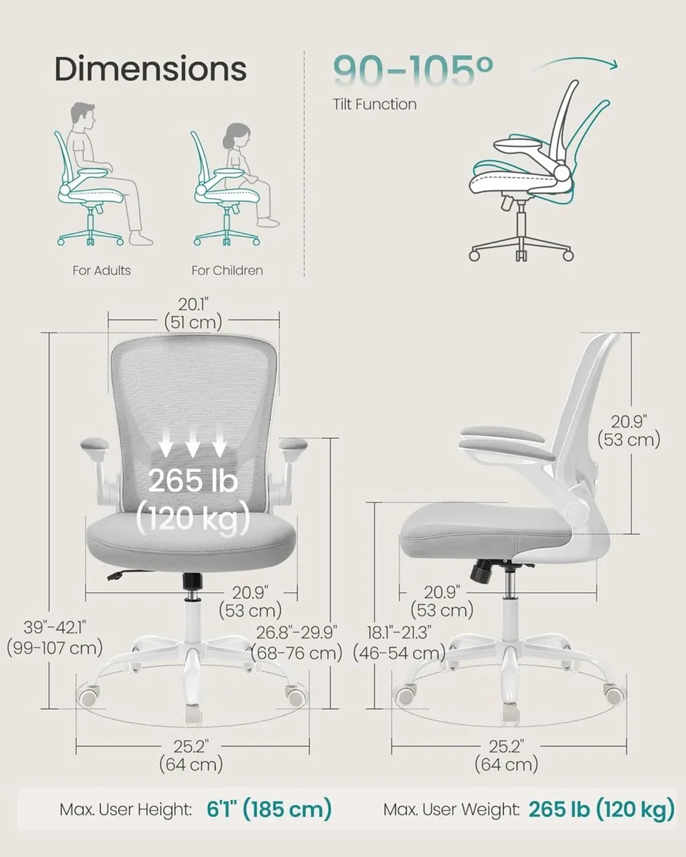 Office Mesh Chair Ergonomic Swivel Lumbar and - Image 2