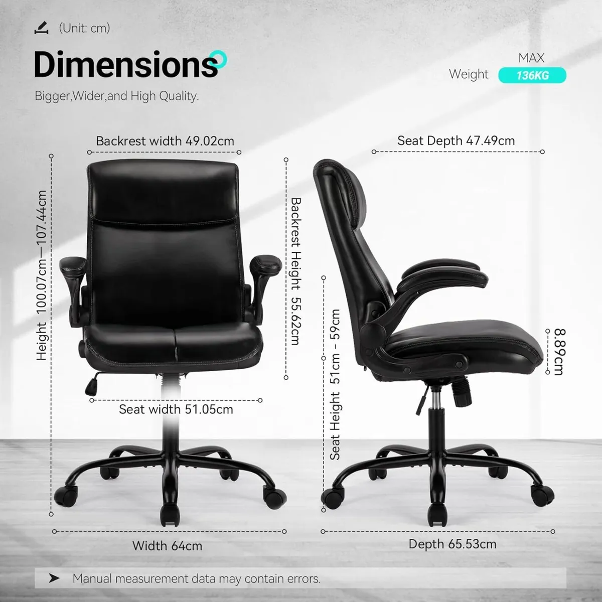 COMALY Ergonomic Office Chair Executive Desk with - Image 3