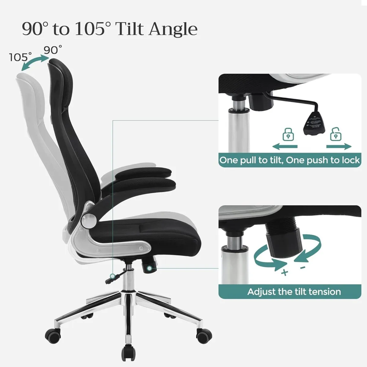 Office Chair High Back Mesh Swivel Desk Flip up - Image 4