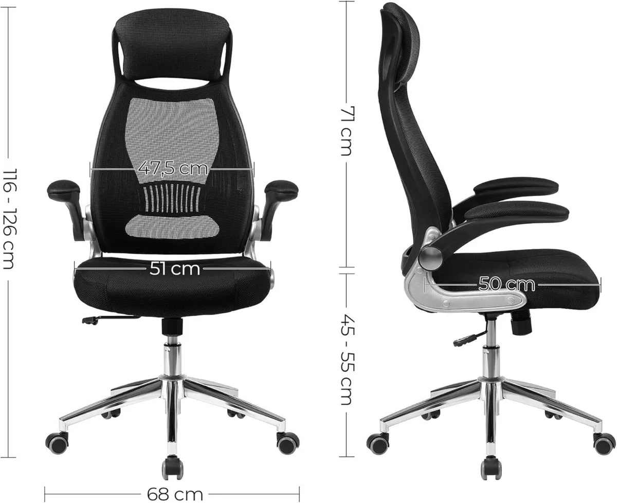 Office Chair High Back Mesh Swivel Desk Flip up - Image 2