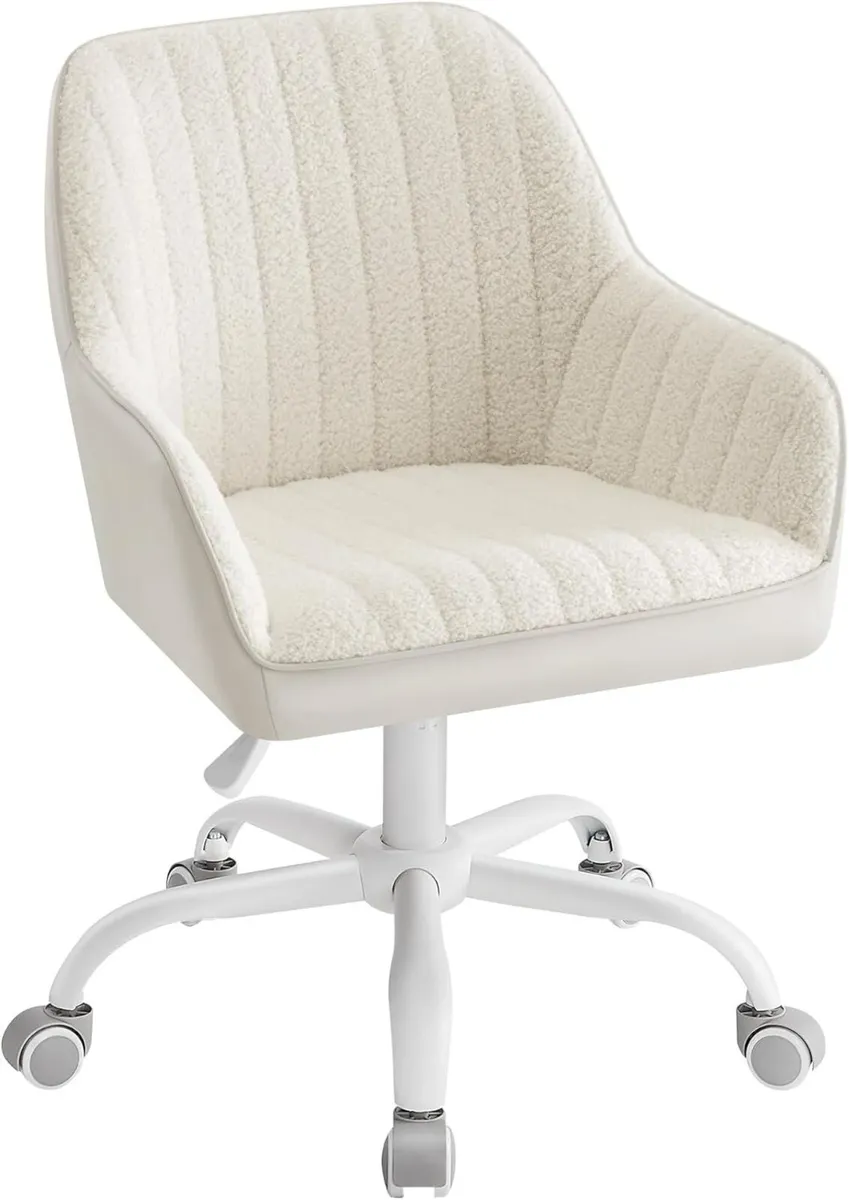Office Chair Swivel Makeup Vanity Sherpa and - Image 1