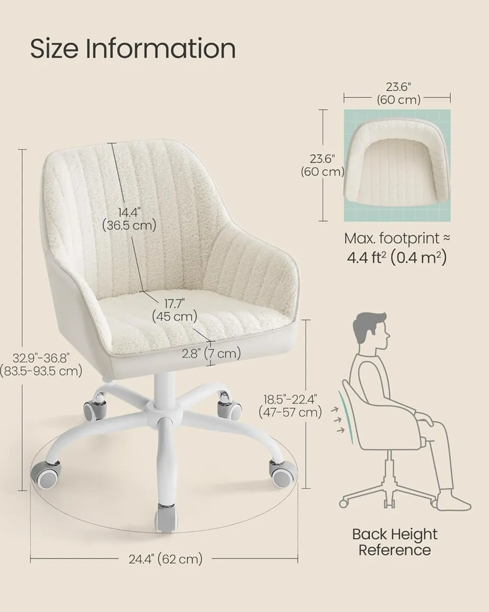 Office Chair Swivel Makeup Vanity Sherpa and - Image 3