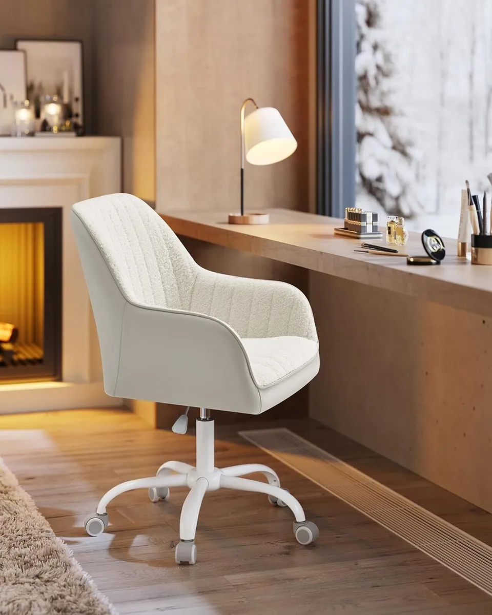 Office Chair Swivel Makeup Vanity Sherpa and - Image 4