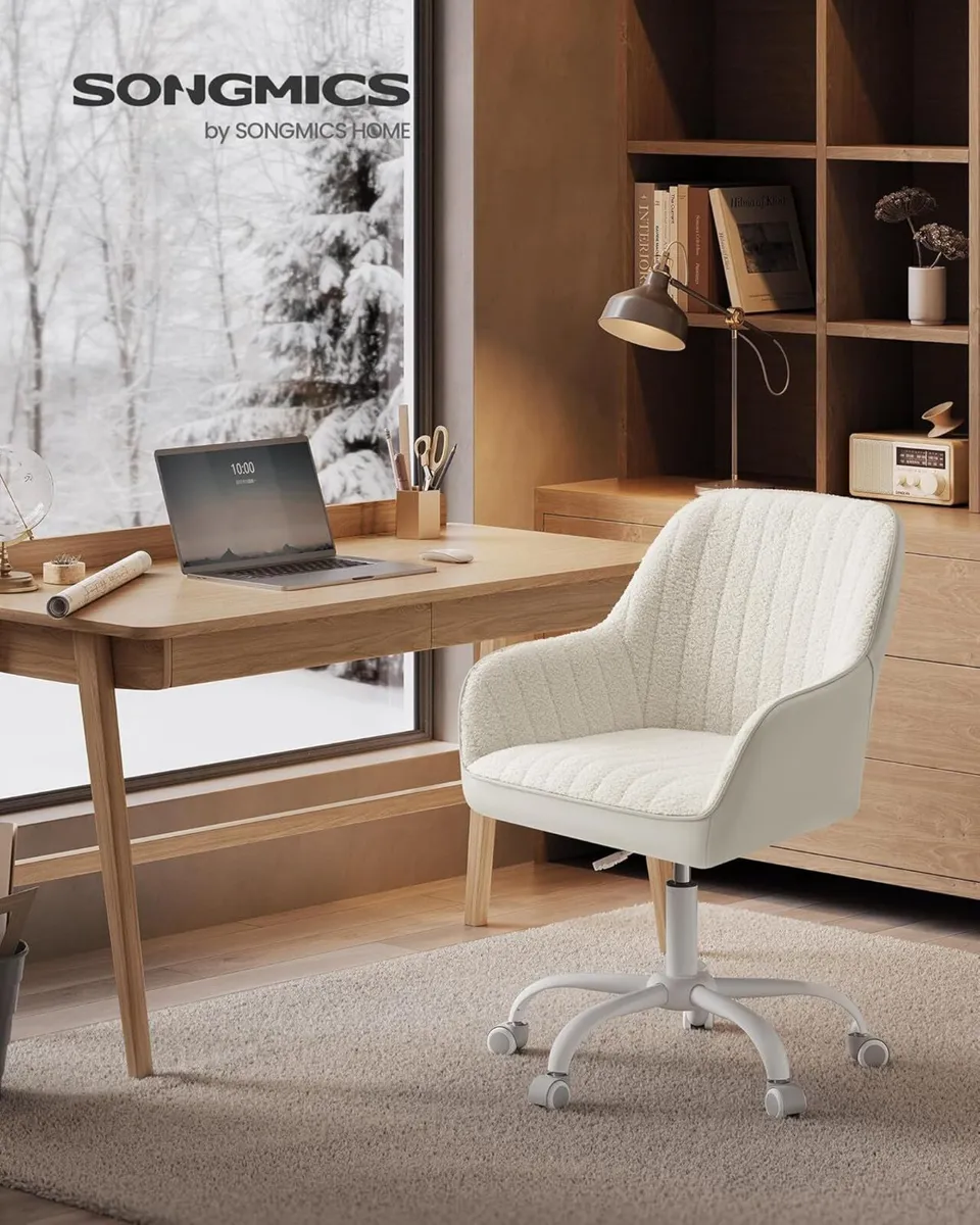 Office Chair Swivel Makeup Vanity Sherpa and - Image 2