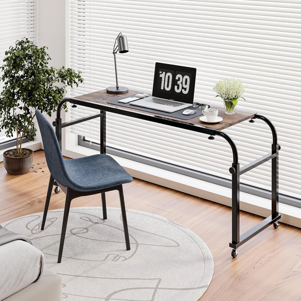 Bed Table Overbed Adjustable with Wheels Hospital - Image 3