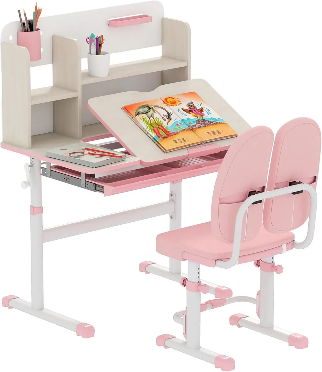 Kids Desk and Chair Set Height Adjustable Study - Image 1