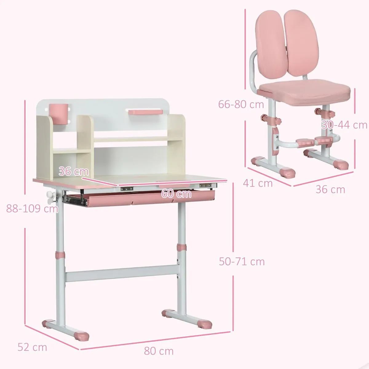 Kids Desk and Chair Set Height Adjustable Study - Image 3