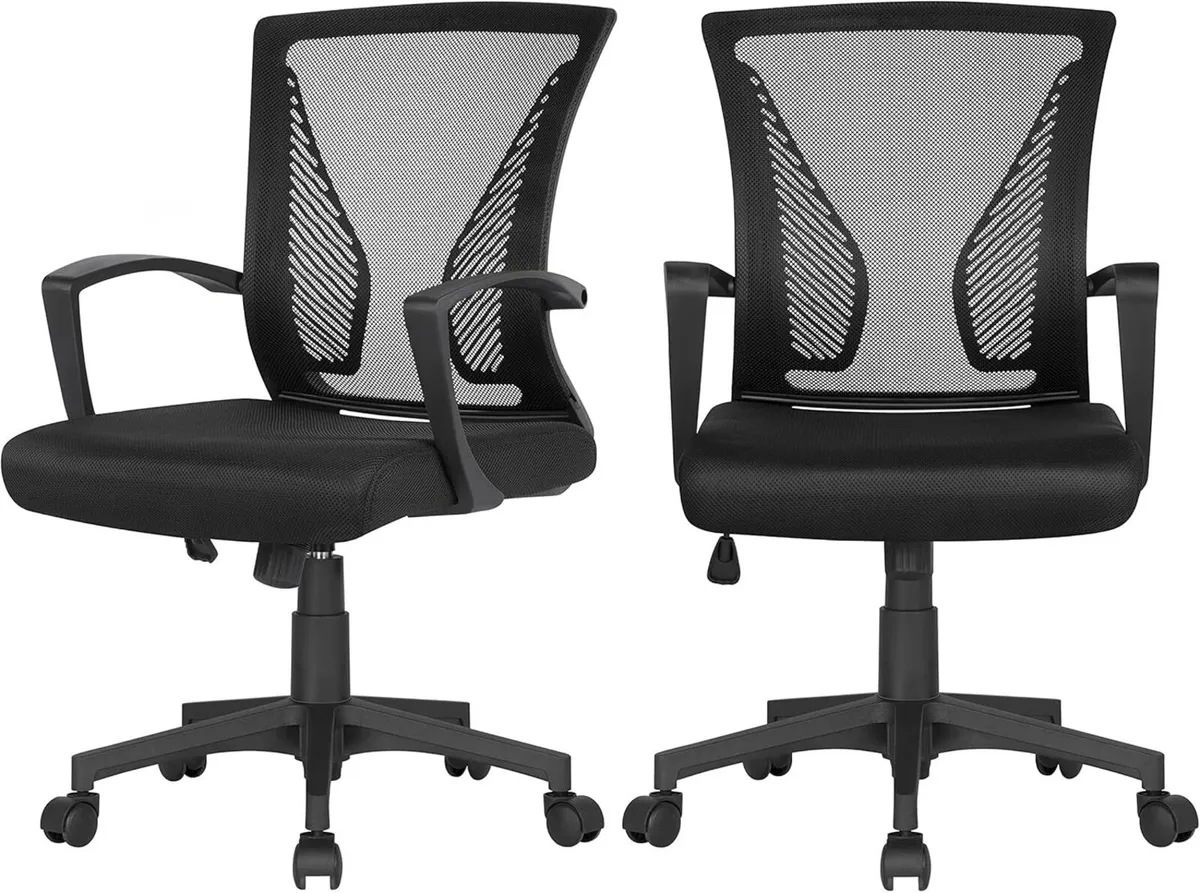 Set of 2 Ergonomic Mid Back Desk Chair Adjustable - Image 1