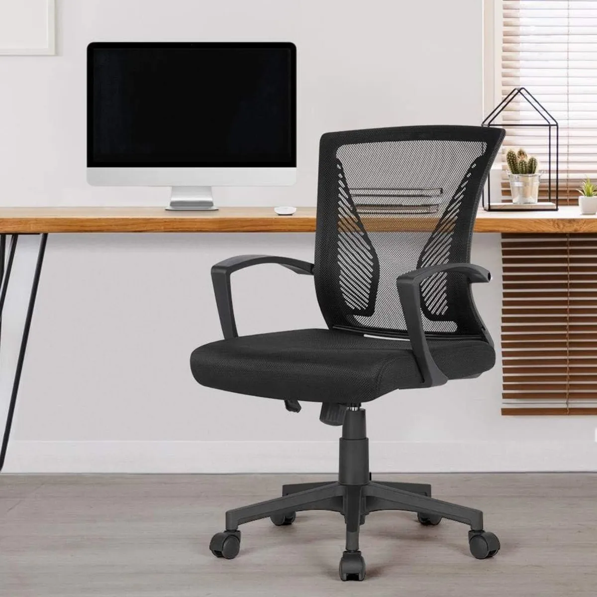 Set of 2 Ergonomic Mid Back Desk Chair Adjustable - Image 2