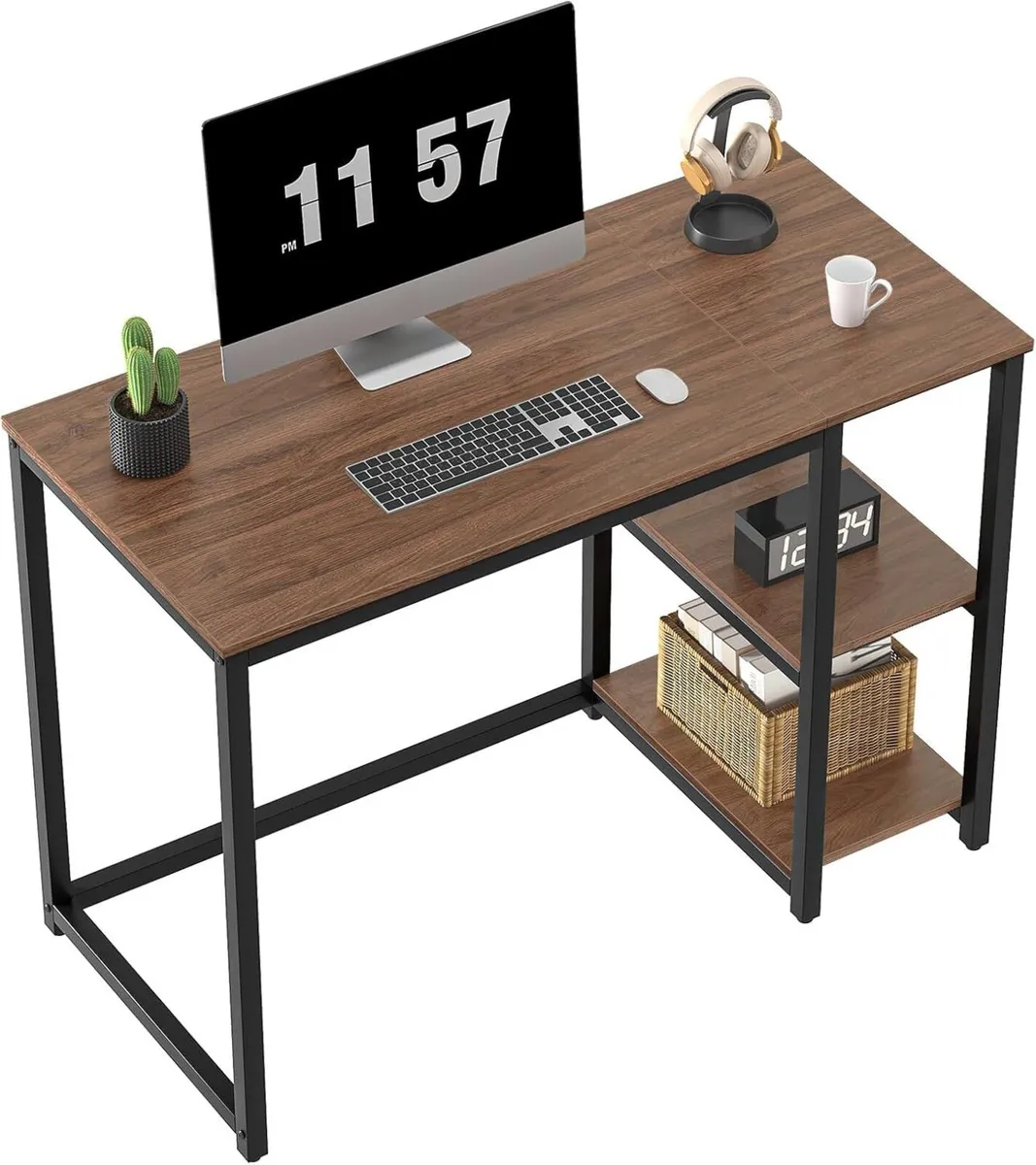 Small Computer Desk 100cm with 2-Tier Shelves - Image 1