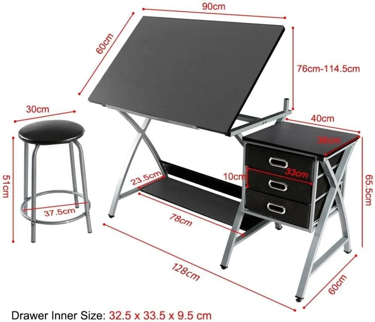 Adjustable Height Drawing Table Artist Drafting - Image 3