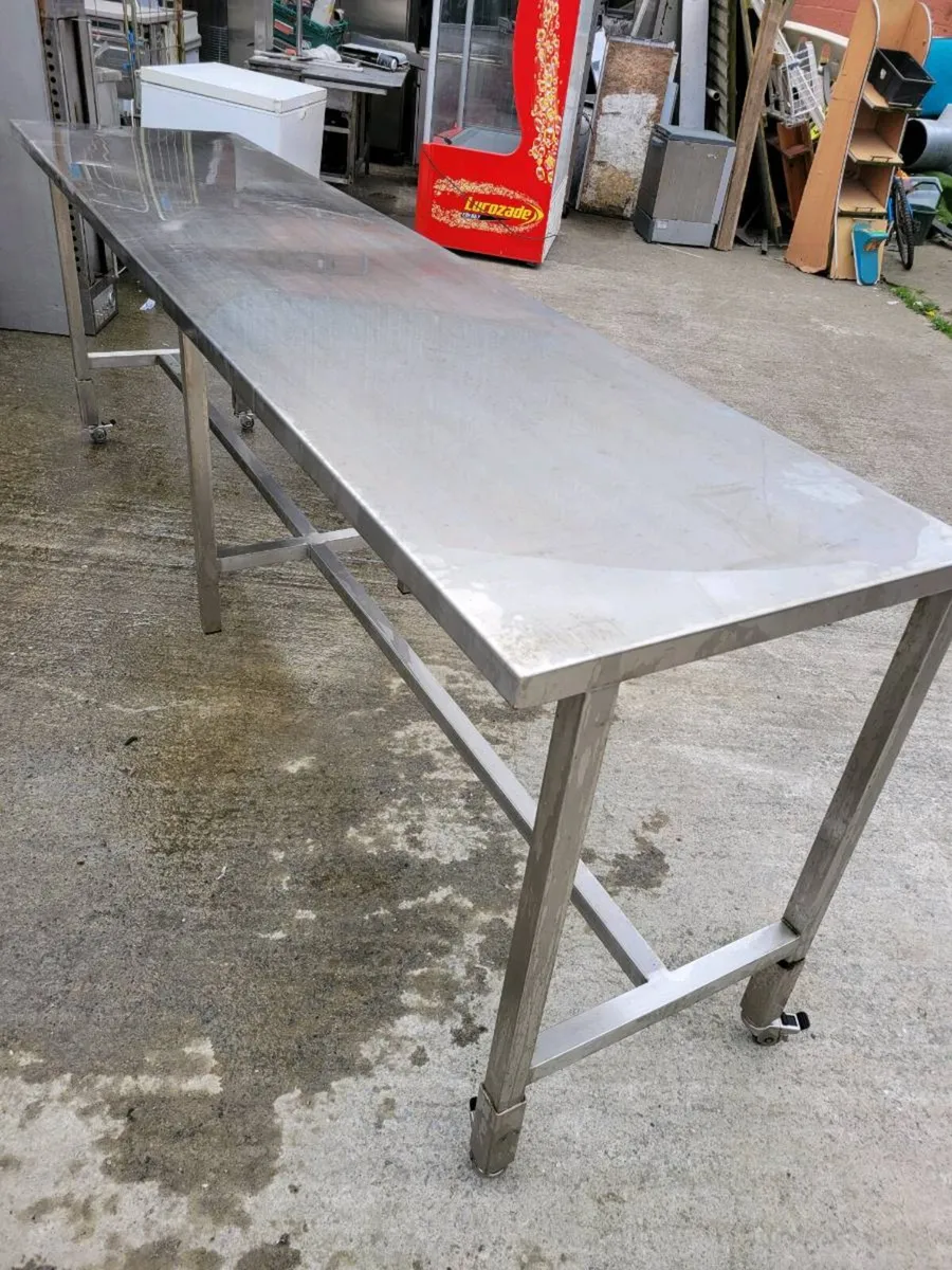 Table Stainless Steel 2.8m On Wheels - Image 1