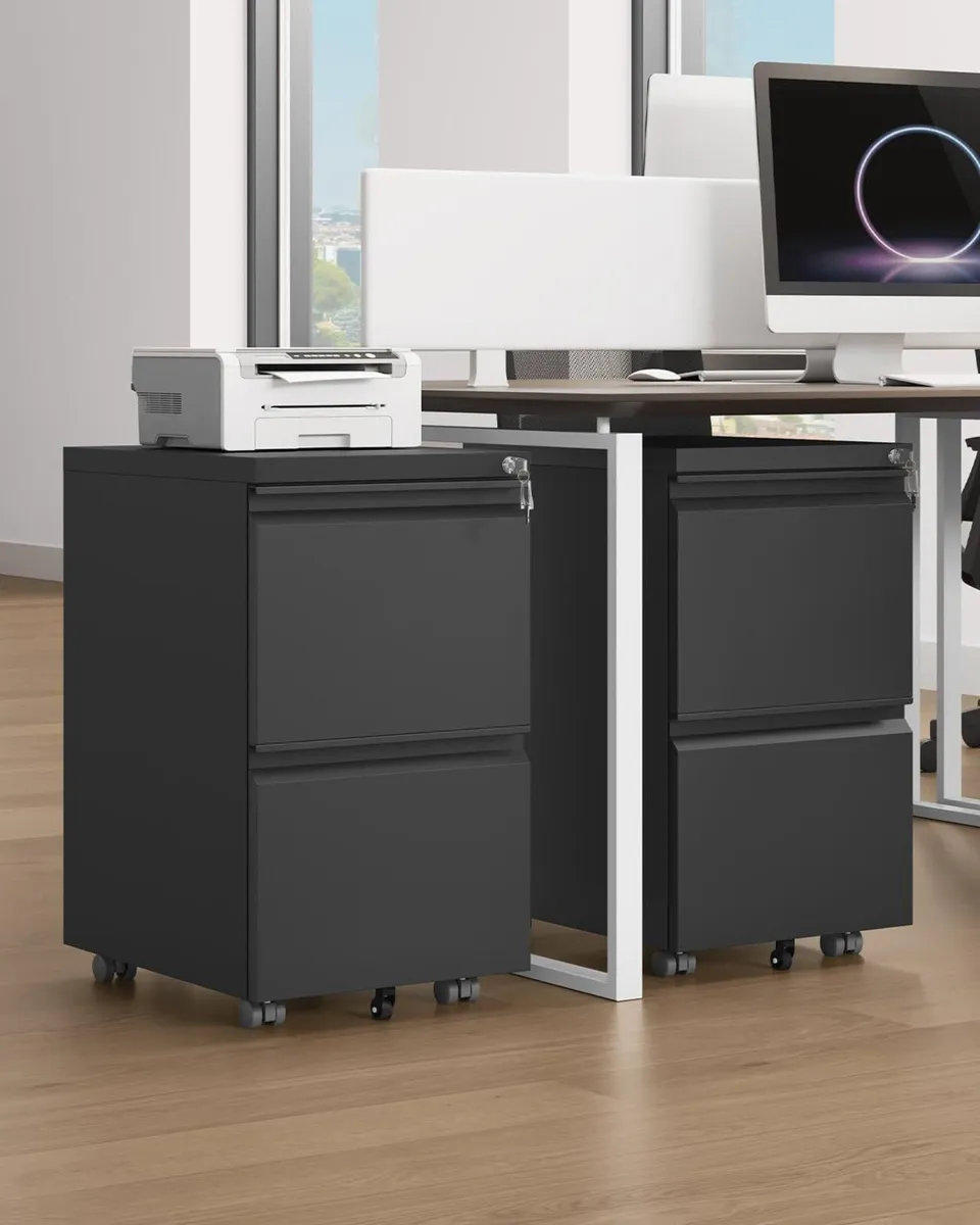 Mobile Filing Cabinet with 2 Lockable Drawers - Image 2