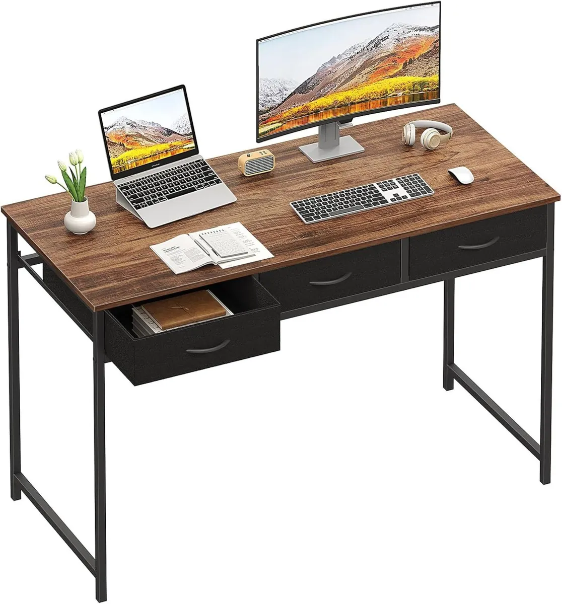 Computer Desk with 3 Drawers 47.2 Inch Bedroom - Image 1