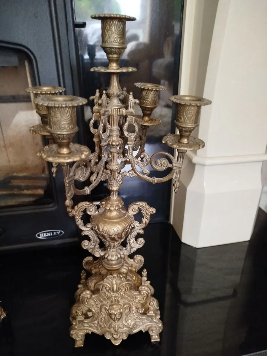 Antique Clock with matching Candlesticks - Image 1