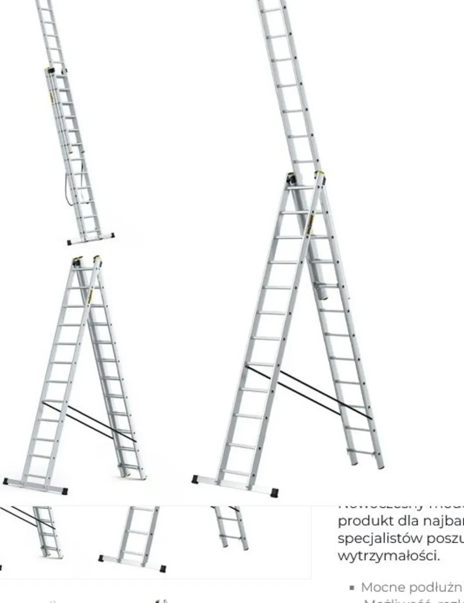 PRO 3-Section Aluminum Ladder, 3x12 Rungs - Image 1