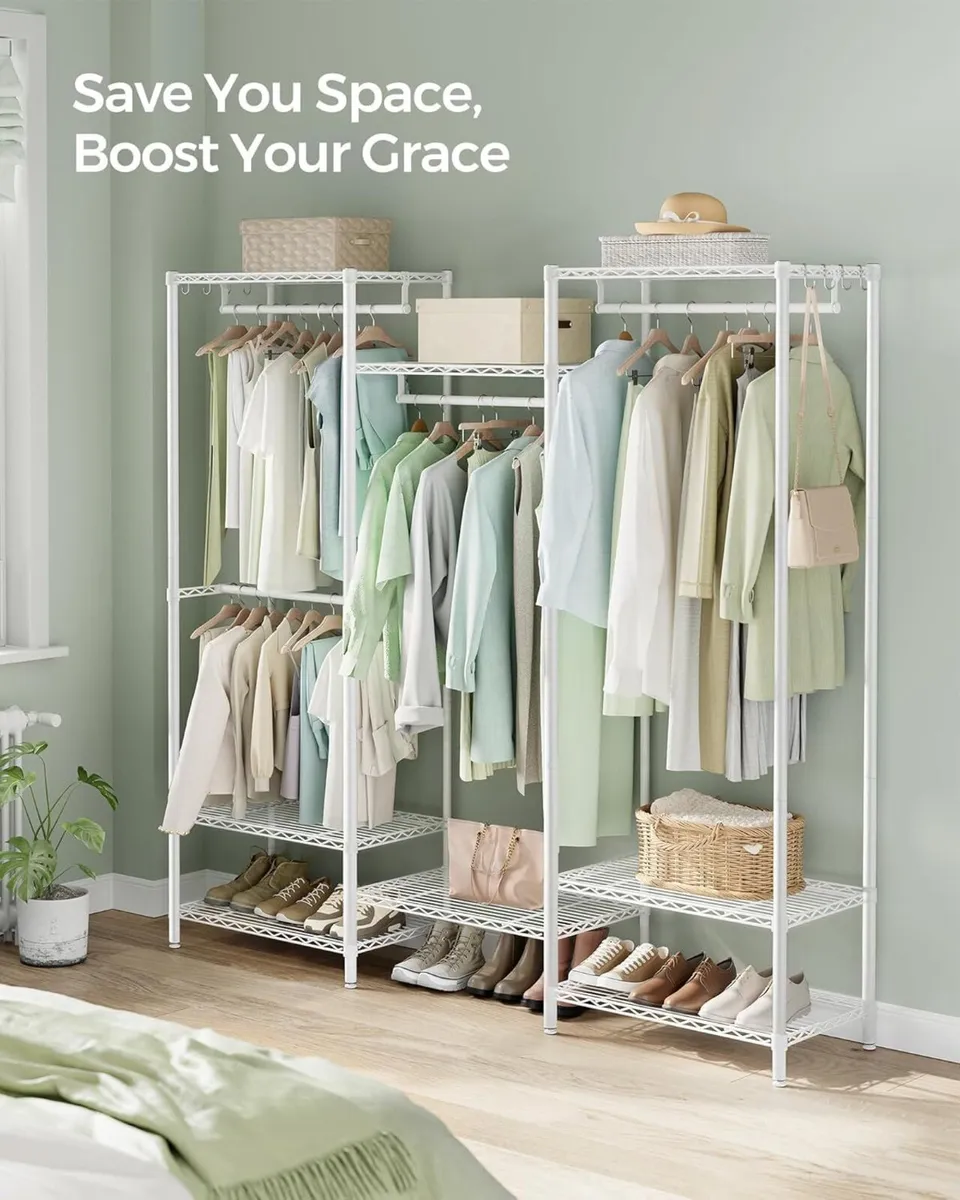 Clothes Rack Open Wardrobe for Bedroom Metal - Image 4