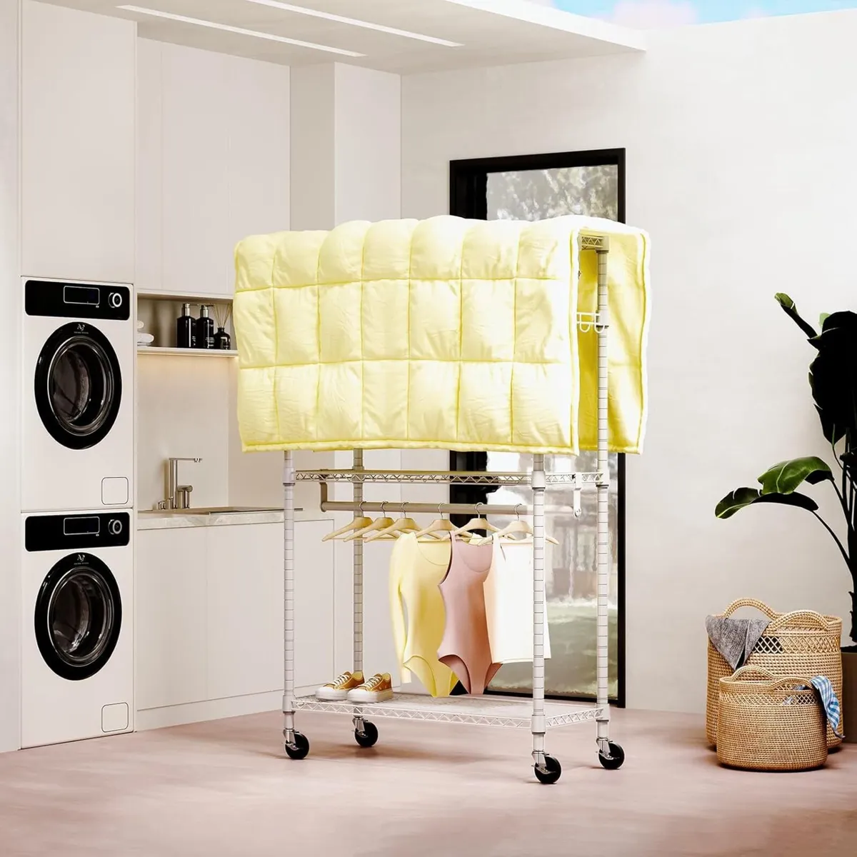 Heavy Duty Rolling Garment Rack 3 Tiers Adjustable - Image 2