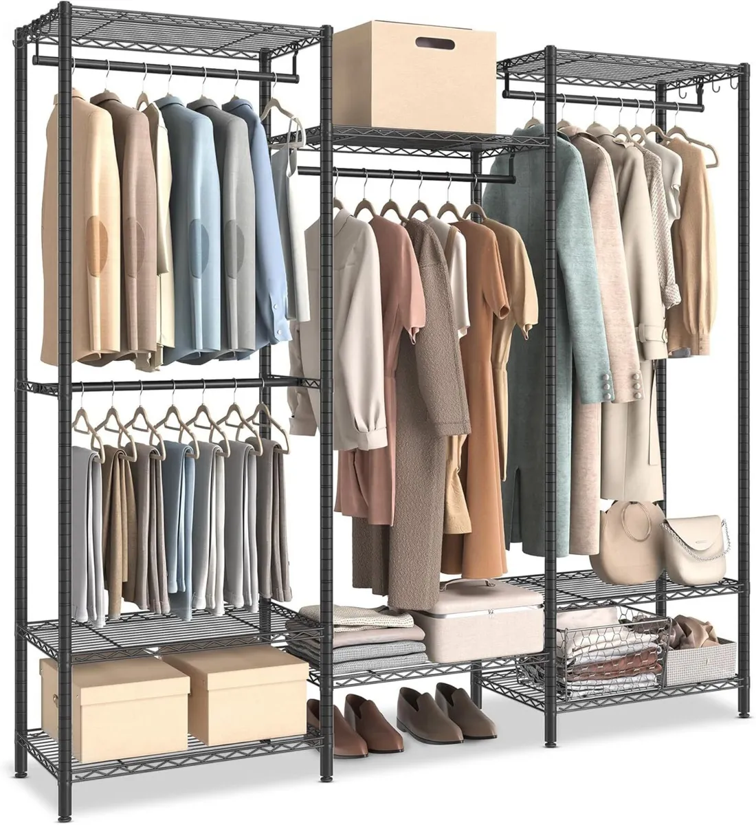 Clothes Rack Open Wardrobe for Bedroom Metal - Image 1