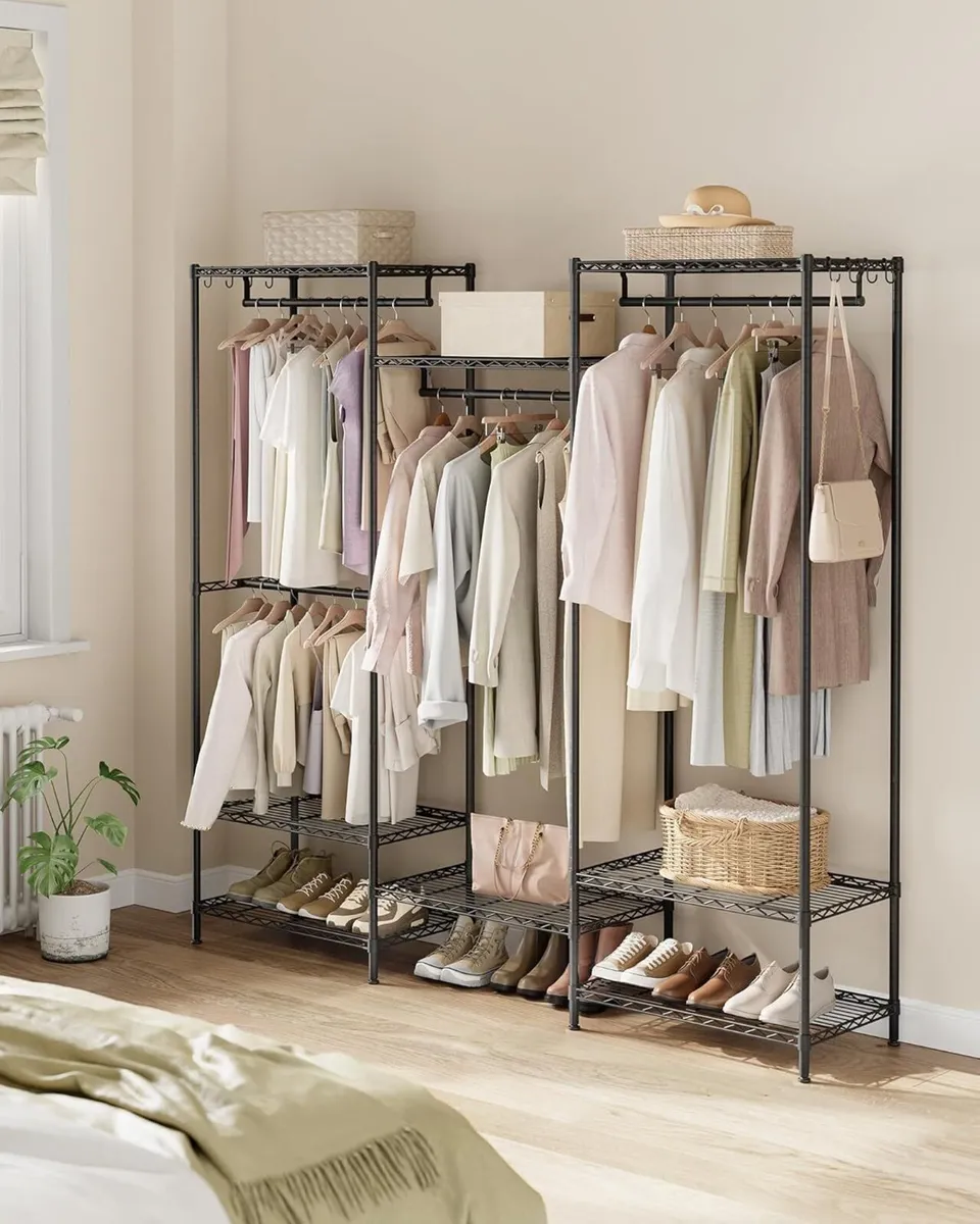 Clothes Rack Open Wardrobe for Bedroom Metal - Image 2