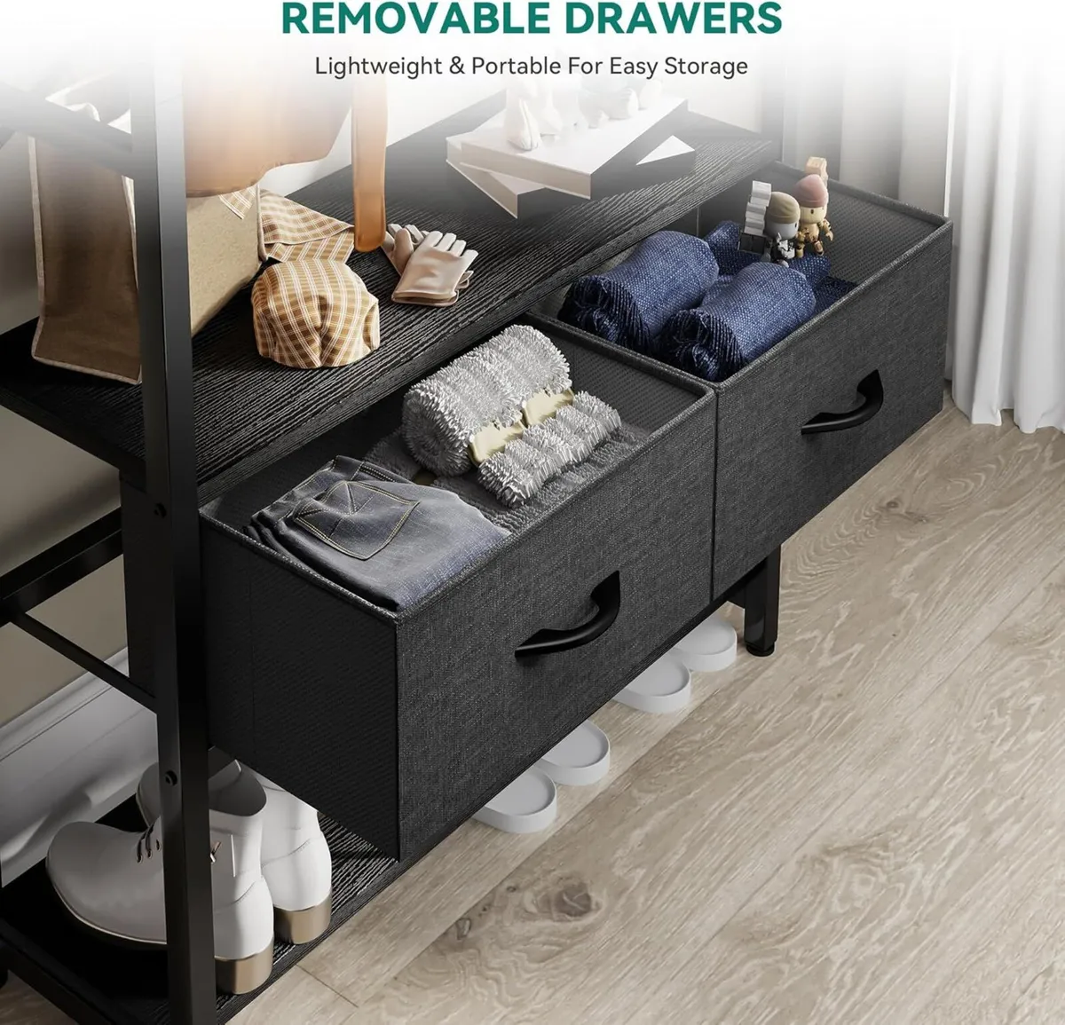 Coat Rack 6-in-1 Hall Tree with 2 Drawers - Image 4