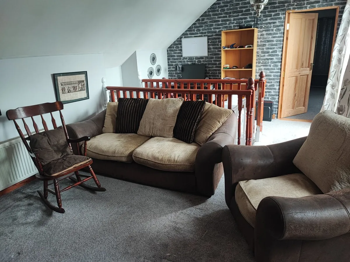 3 seater Sofa, arm chair, rocking chair and bishop - Image 2