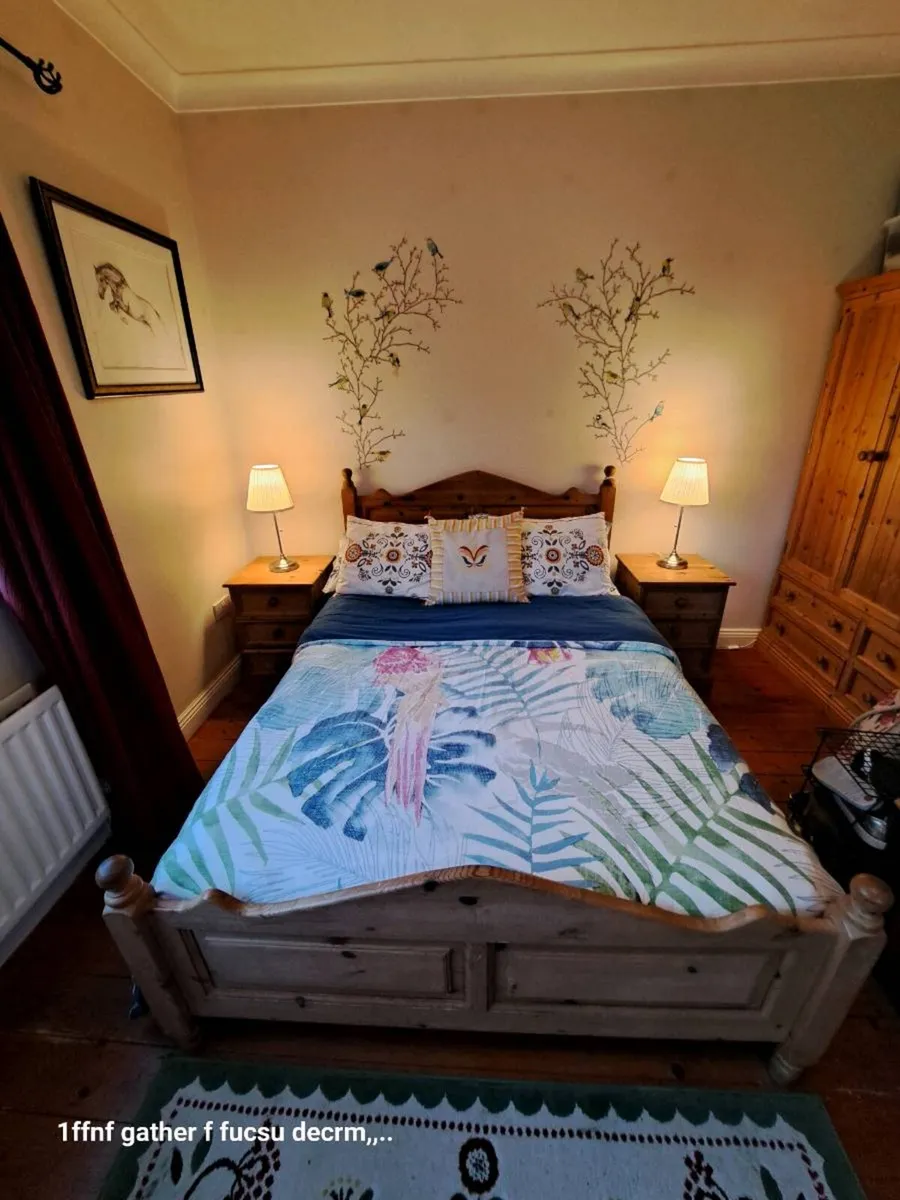 Solid Wooden Std Double Bed & Mattress - Image 1