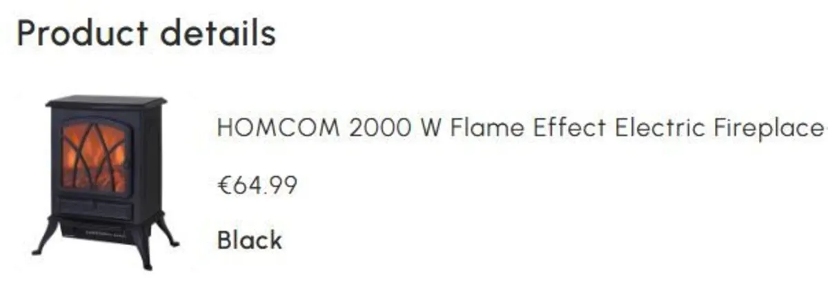 Electric Fireplace Heater – Flame Effect – 2000W