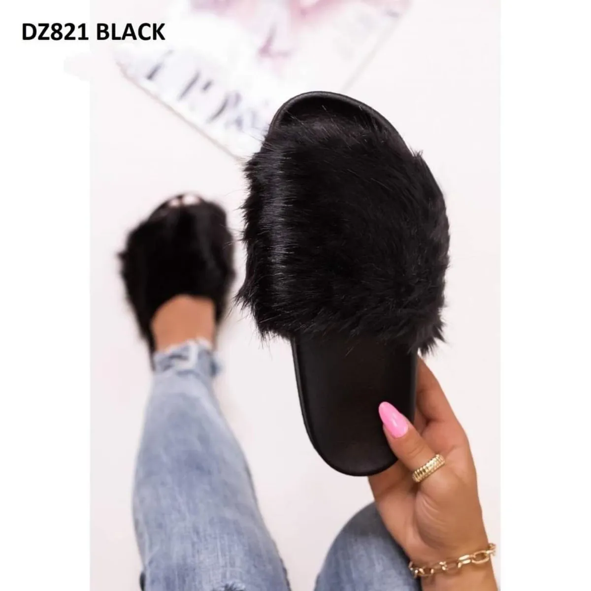Fluffy fur slippers sizes 37-41 sizes 4-8 - Image 3