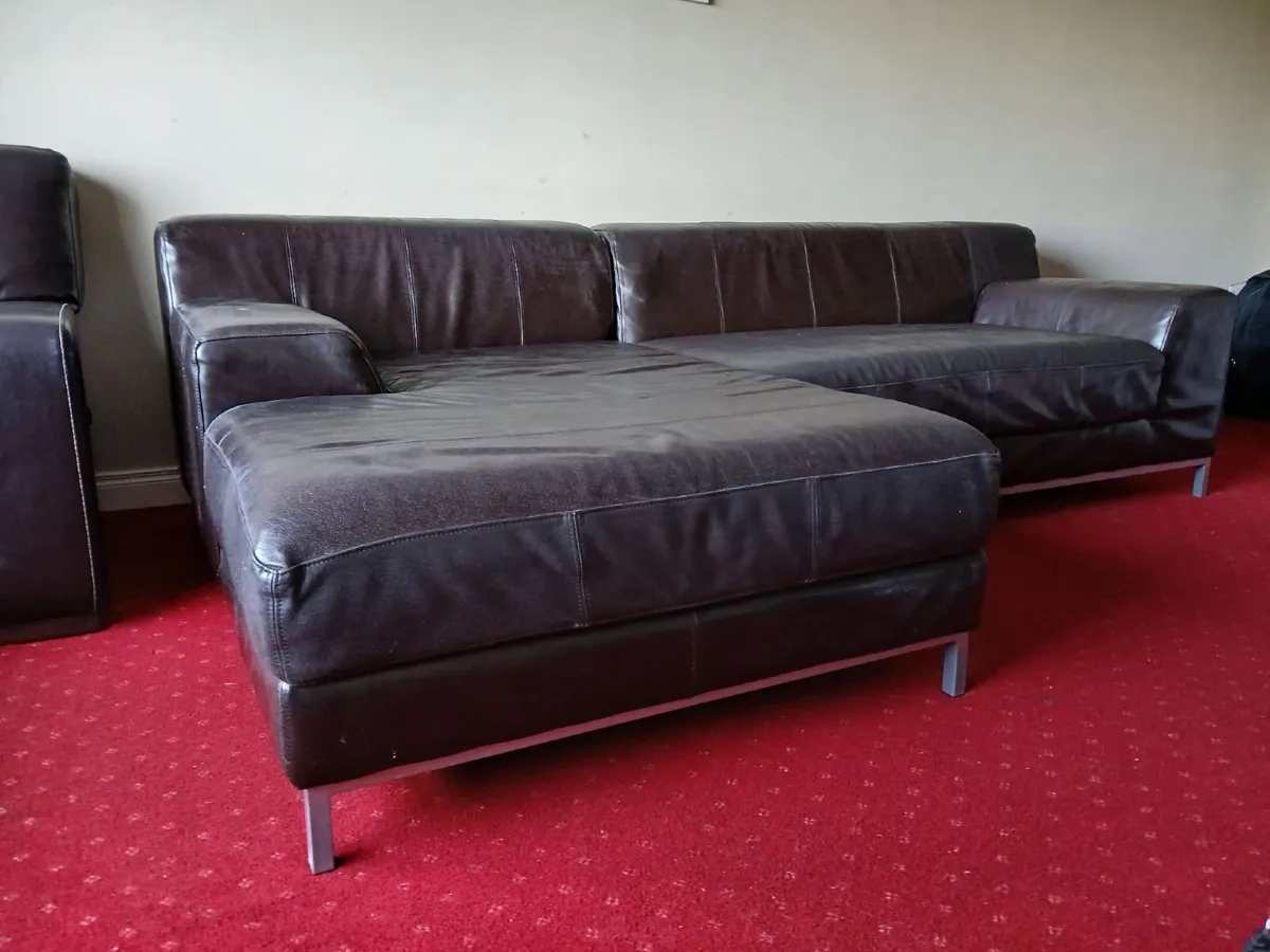 Leather Corner Sofa - Image 1
