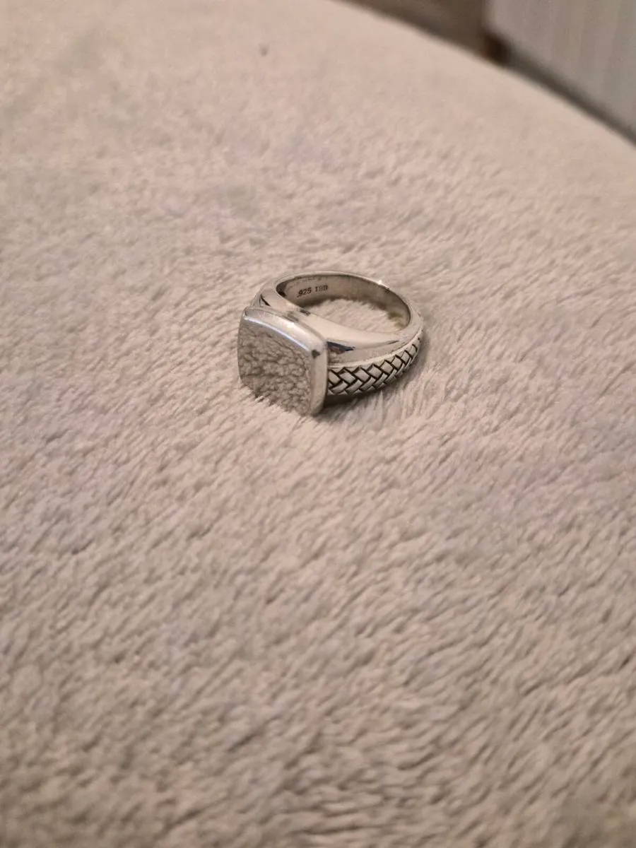 Sterling Silver 4.9mm Square Braided Signet Men's